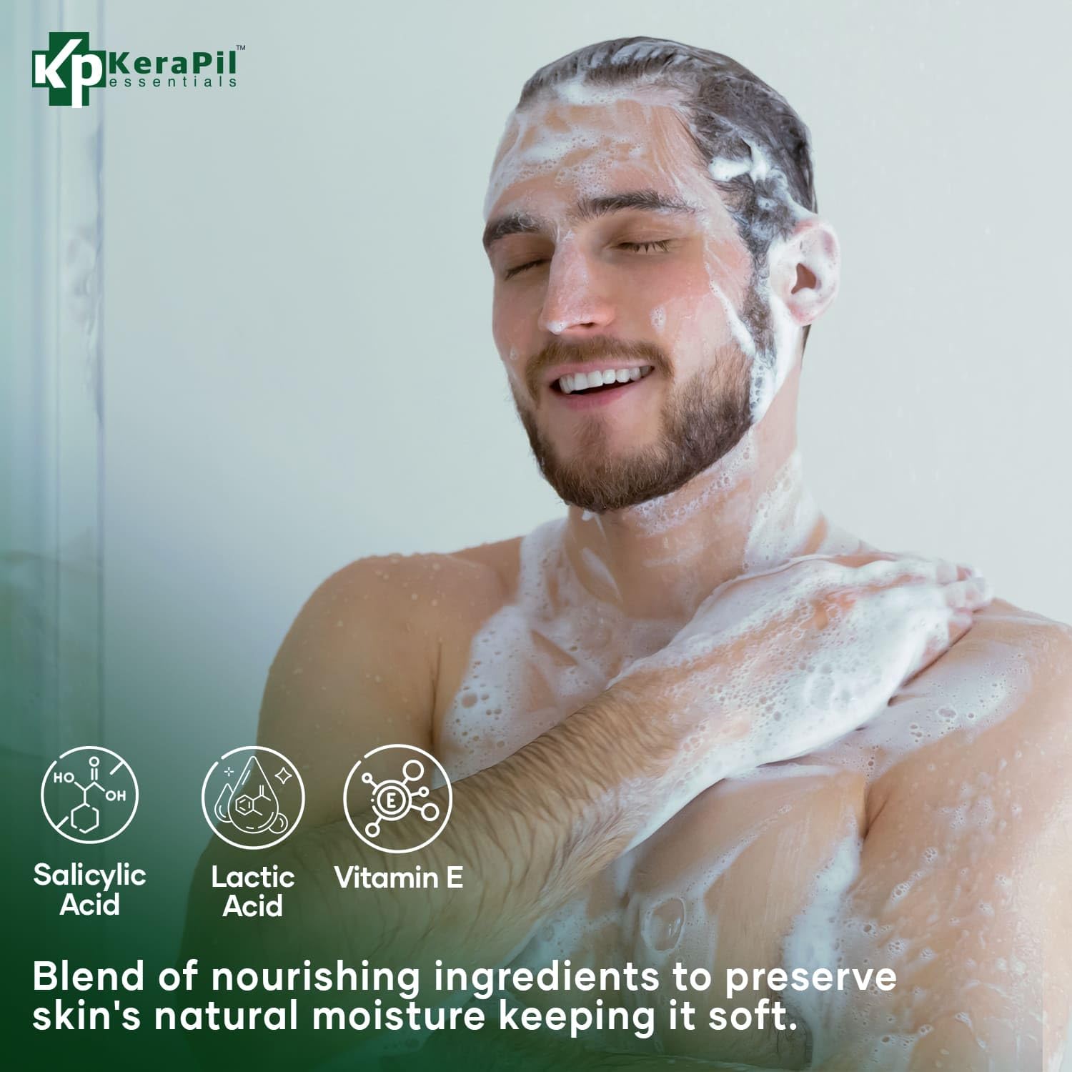 KERAPIL Bacterinyl, textura de espuma, limpieza agradable para todo el cuerpo.