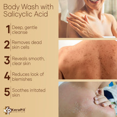 KERAPIL exfoliating body wash texture on skin demonstrates smoothing effect.