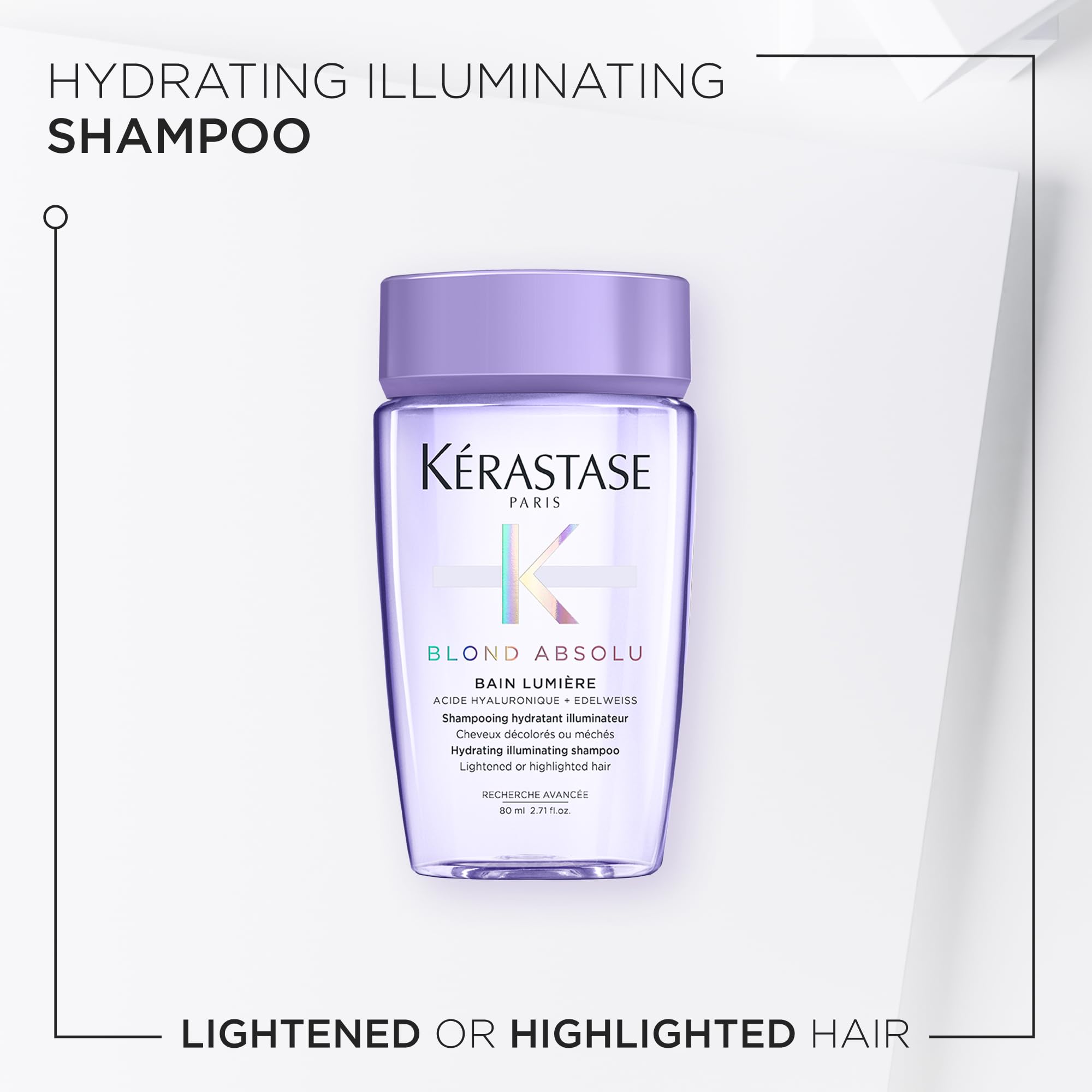 Kérastase Blond Absolu Champú Iluminador resalta reflejos brillantes en rubio.