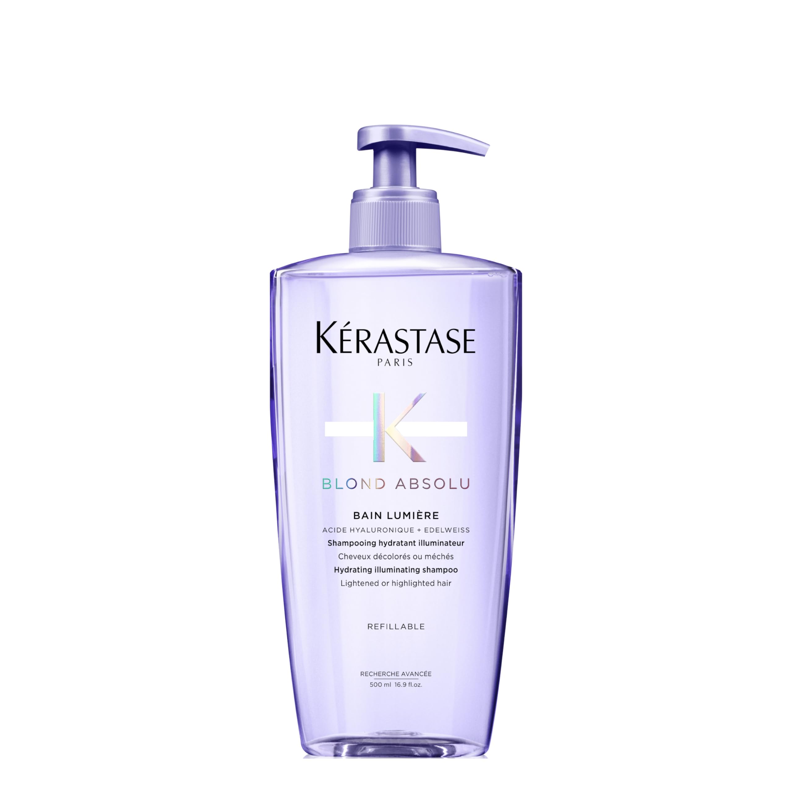 KÉRASTASE Blond Absolu Lumière, envase del champú para brillo e hidratación.