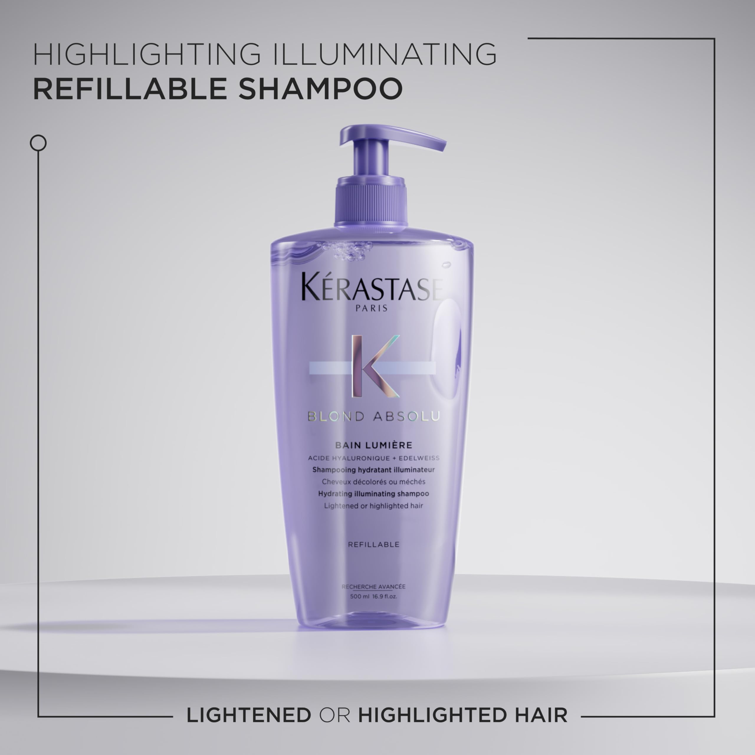 KÉRASTASE Blond Absolu Lumière, dispensador visible, facilita aplicación y limpieza del cabello.