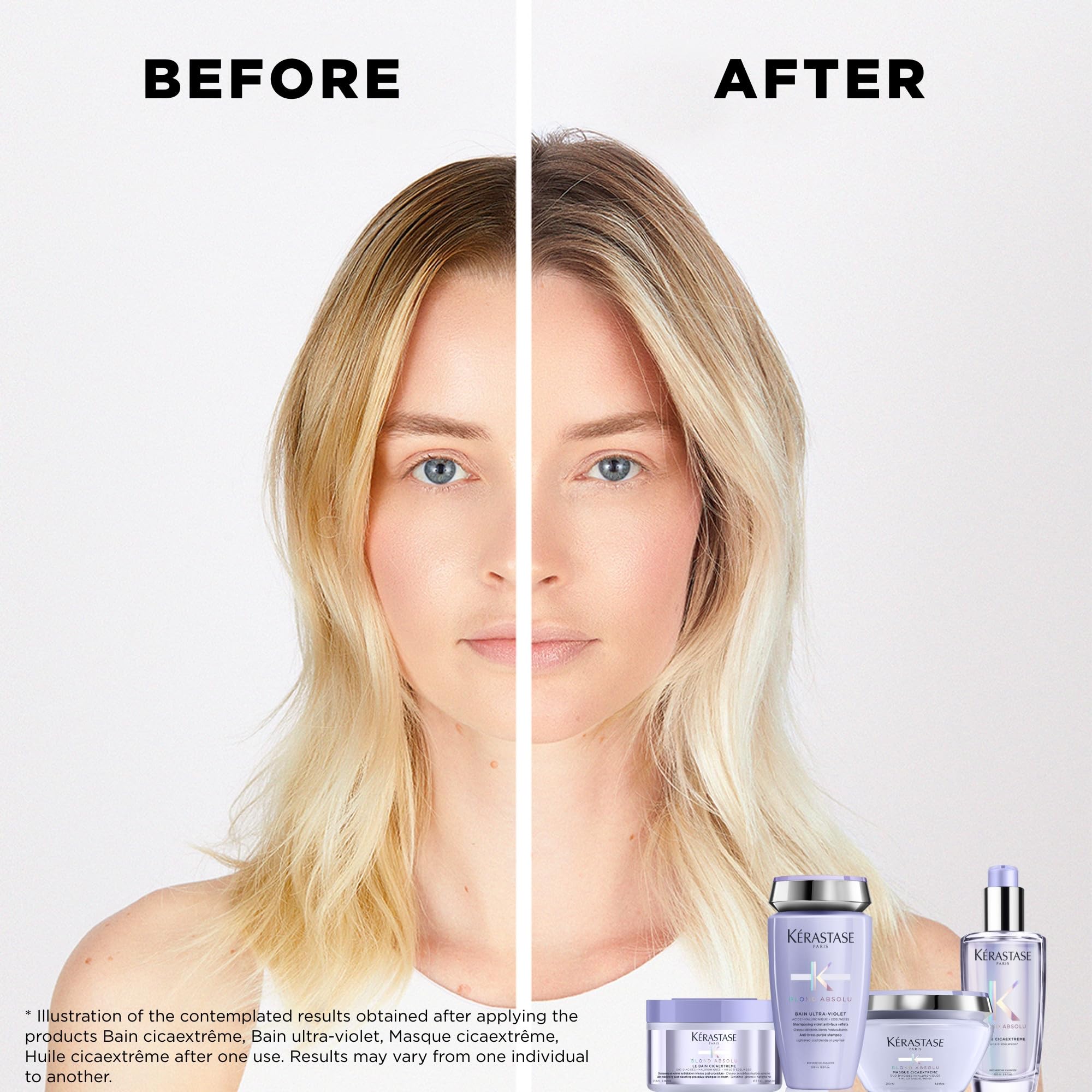 KÉRASTASE Blond Absolu Lumière, textura cremosa mostrada, para cabello suave y manejable.