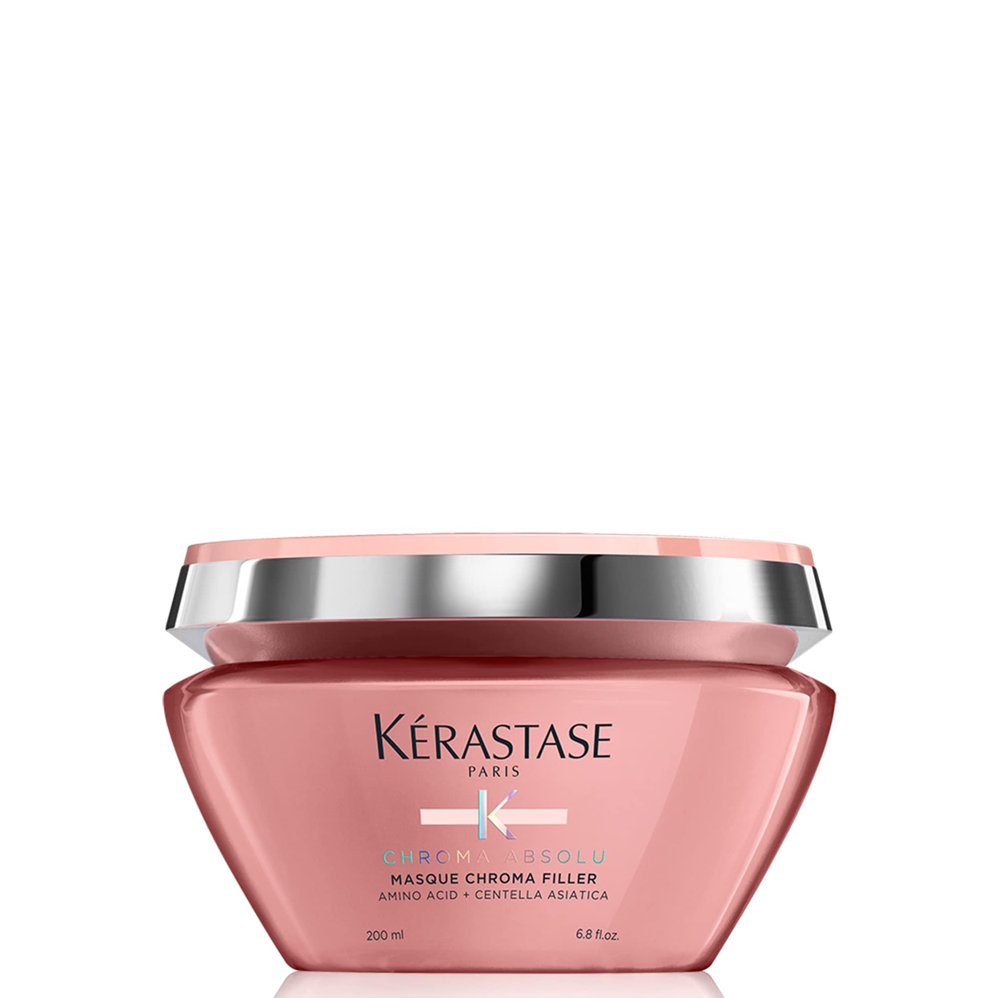 Kerastase Chroma Absolu mascarilla anti porosidad, textura cremosa que nutre cabello dañado.