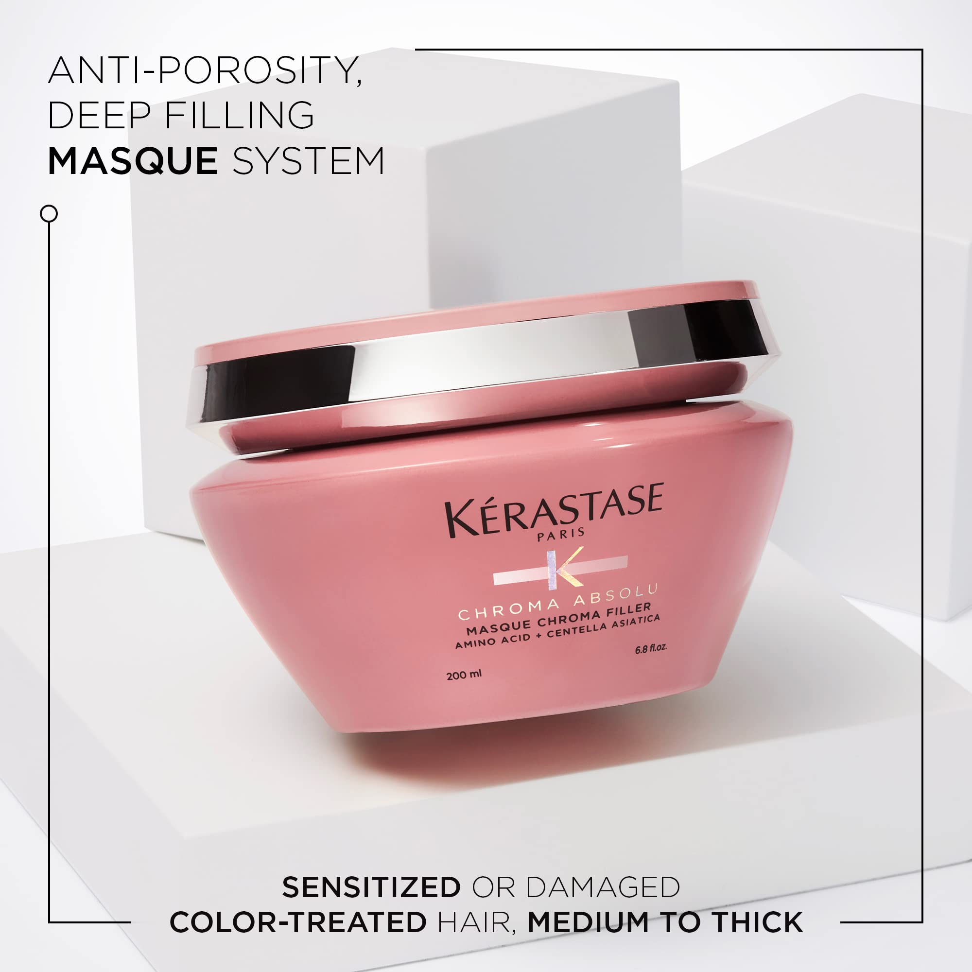 Kerastase Chroma Absolu mascarilla nutritiva, hidratación profunda para cabello teñido.