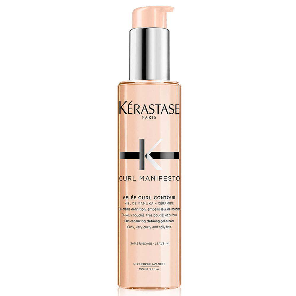 Kerastase Curl Manifesto Gelee Curl Contour, botella elegante para definición de rizos sin crujido.