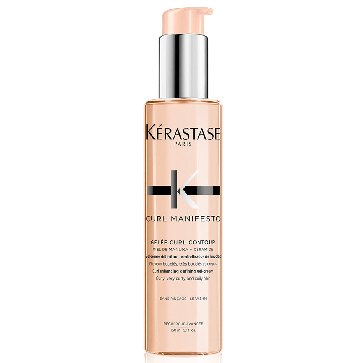 Kerastase Curl Manifesto Gelee Curl Contour, botella elegante para definición de rizos sin crujido.