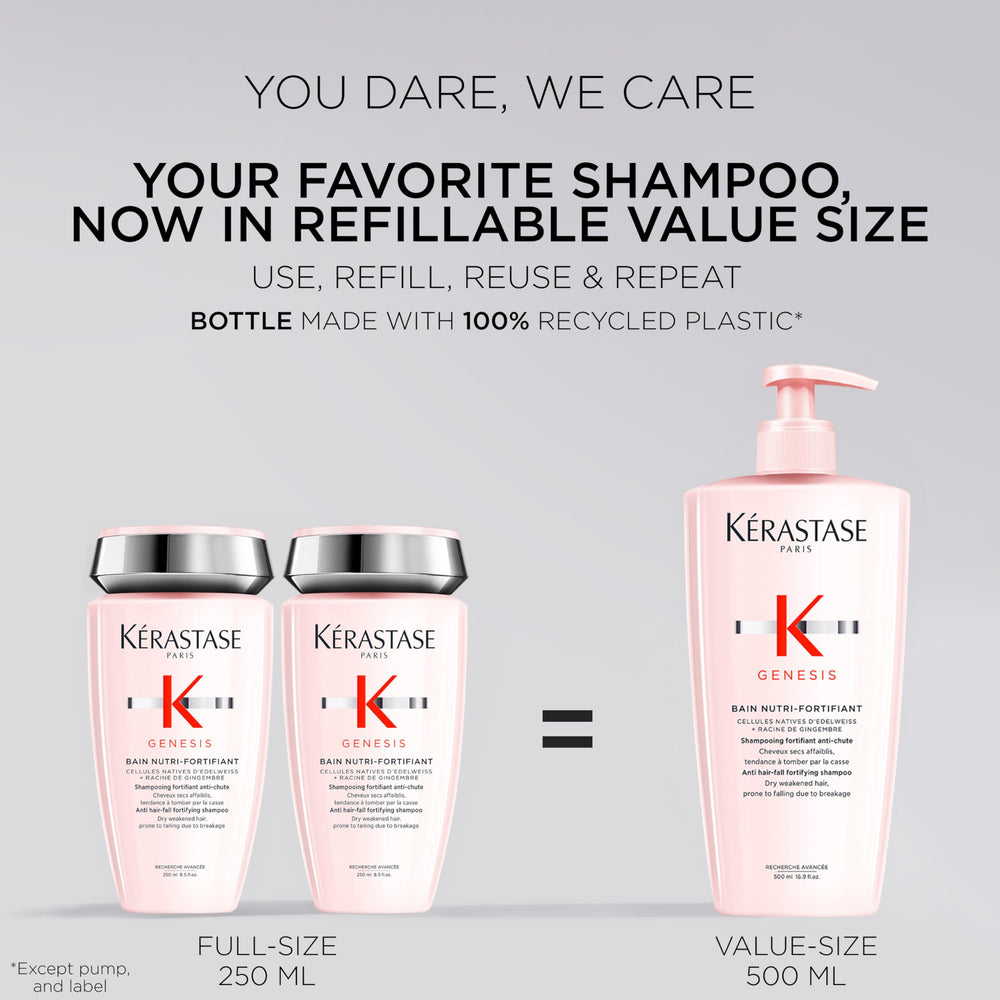 KÉRASTASE Genesis champú: aplicación manual, cabello desenredado y nutrido durante la ducha.
