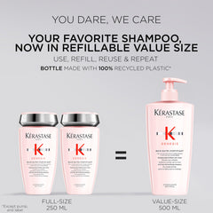 KÉRASTASE Genesis champú: aplicación manual, cabello desenredado y nutrido durante la ducha.