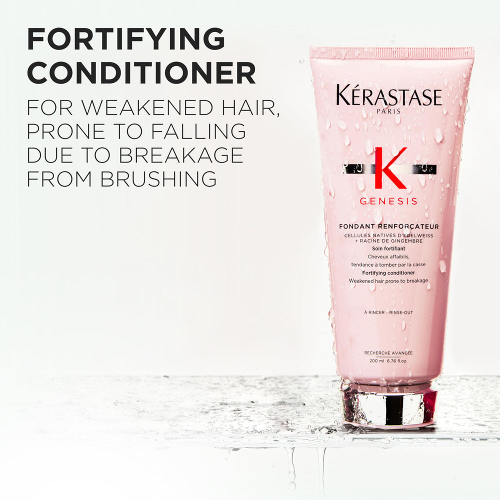 Aplicacion en cabello humedecido con Kerastase Genesis Fondant Renforcateur