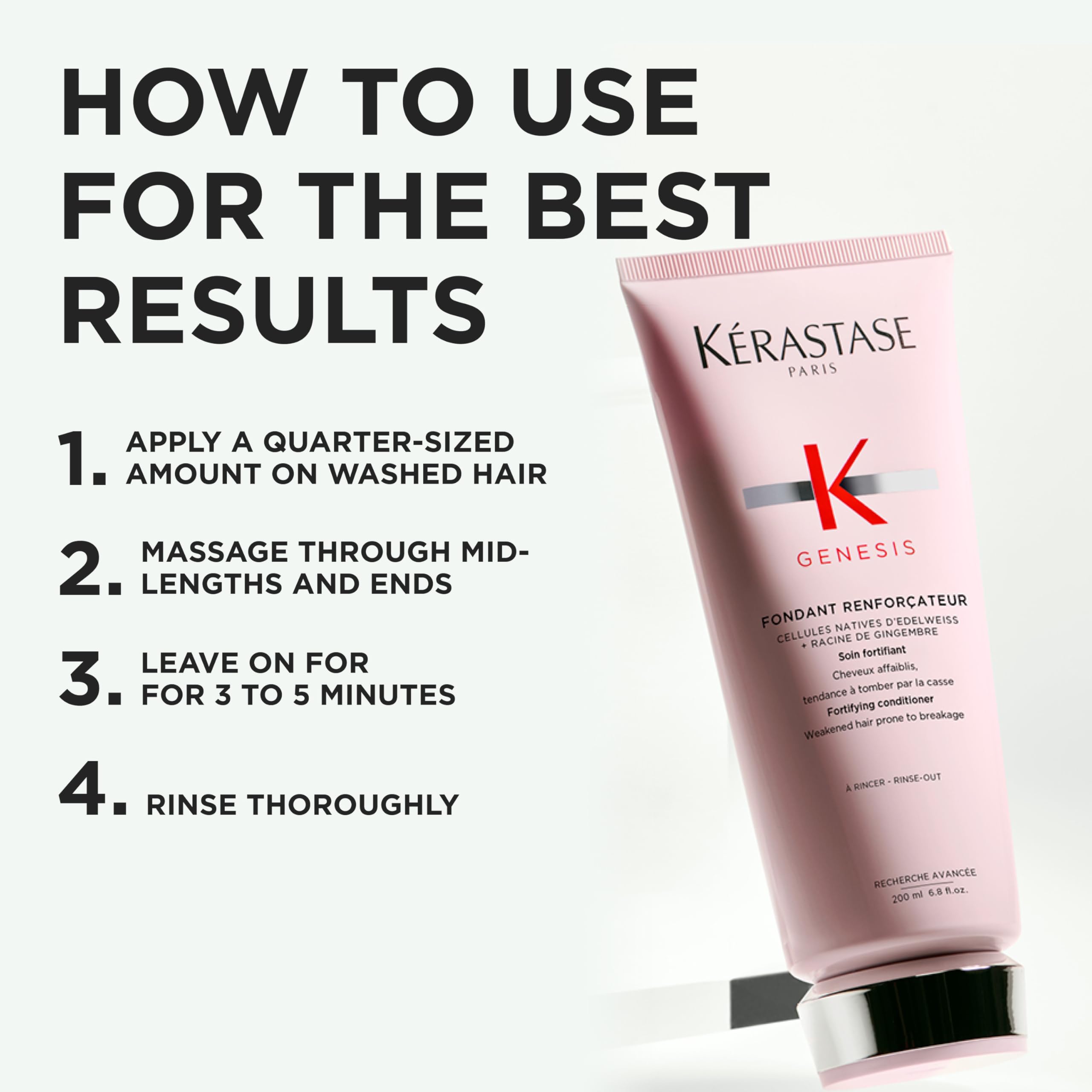 Kerastase Genesis Fondant Renforcateur: aporta brillo suave e hidratación para cabellos normales a secos.