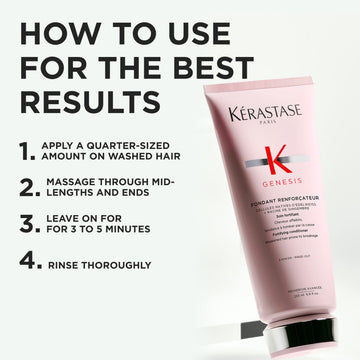 Kerastase Genesis Fondant Renforcateur: aporta brillo suave e hidratación para cabellos normales a secos.