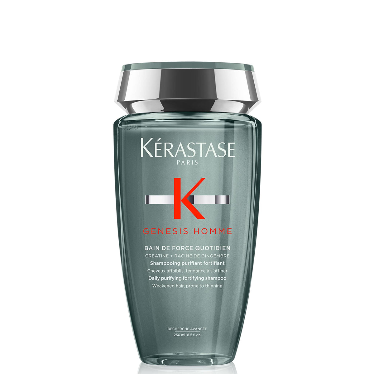 Kérastase Genesis Homme, botella frontal, limpieza profunda y sensación fresca para cuero cabelludo