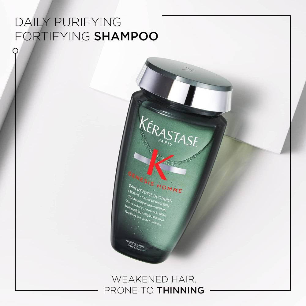 KÉRASTASE Genesis Homme, etiqueta detalle, ingredients fortalecedores para cabello y barba
