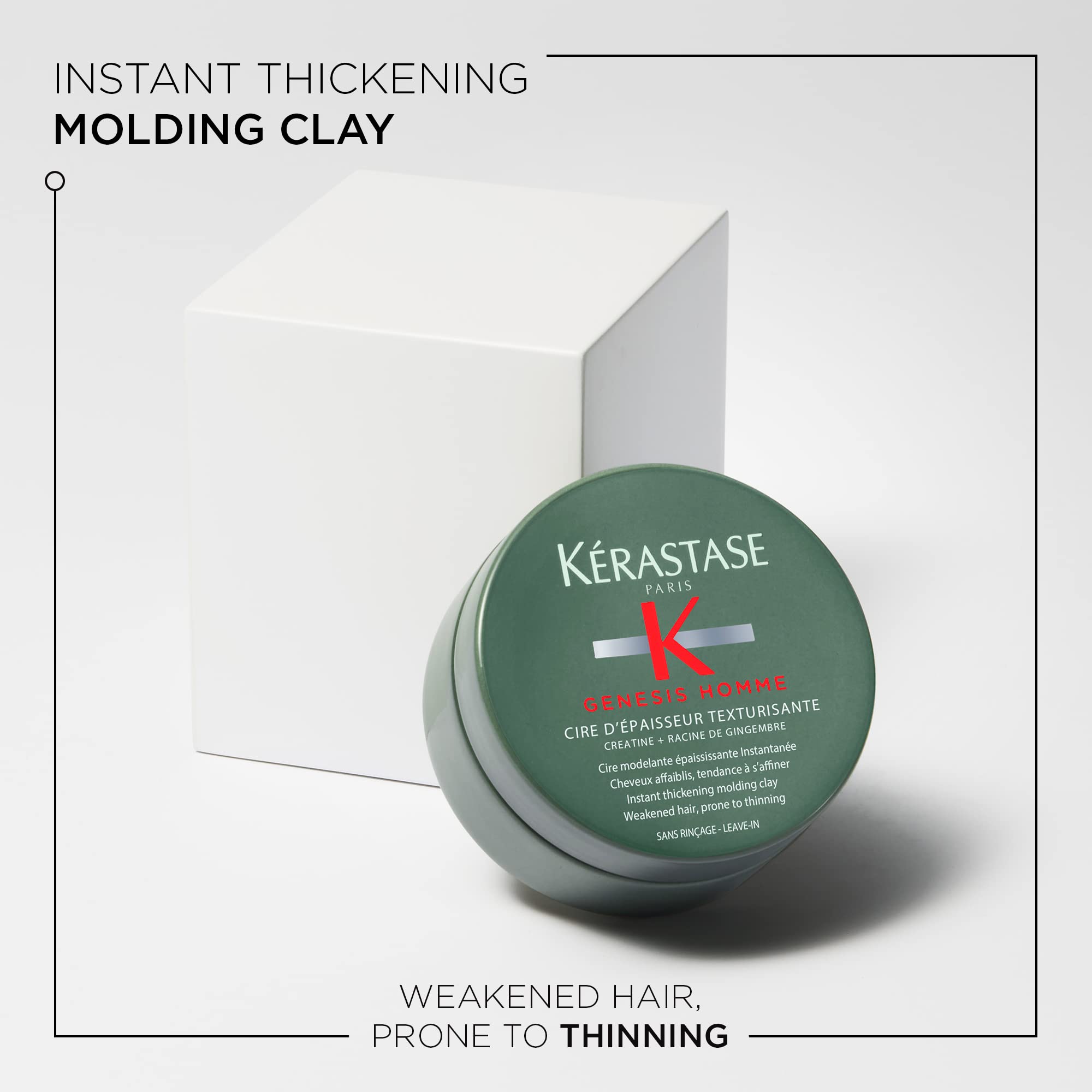 KÉRASTASE Genesis Homme: volumen y densidad visibles con textura definida.