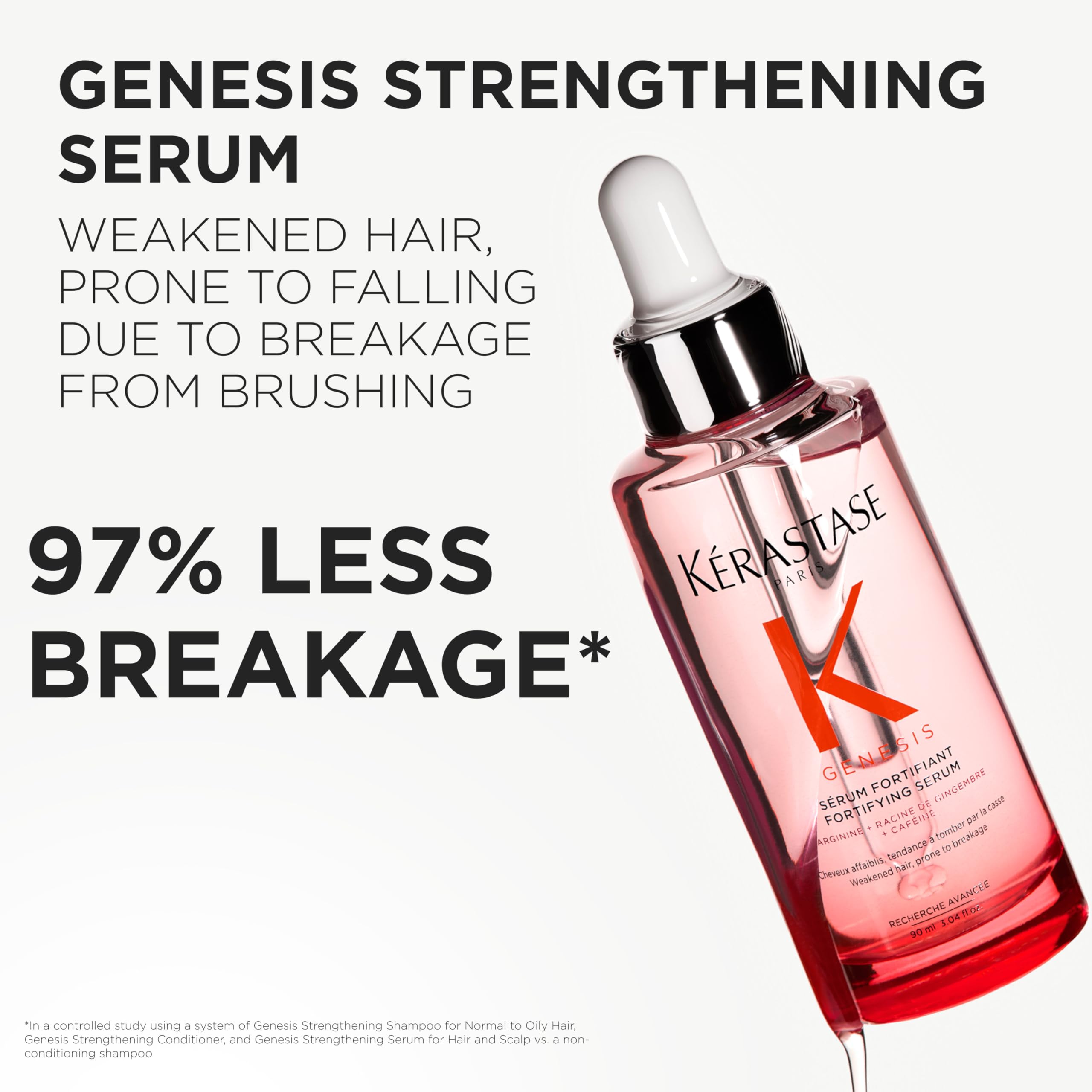 KÉRASTASE Genesis Serum: aplicación matutina para cabello débil y fortalecimiento.