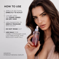 KÉRASTASE Genesis Serum: enfoque en secciones del cuero cabelludo para absorción uniforme.