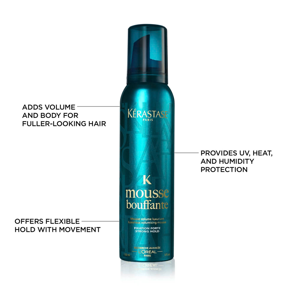 Kerastase Mousse Bouffante, definición con movimiento flexible y peinado controlado.