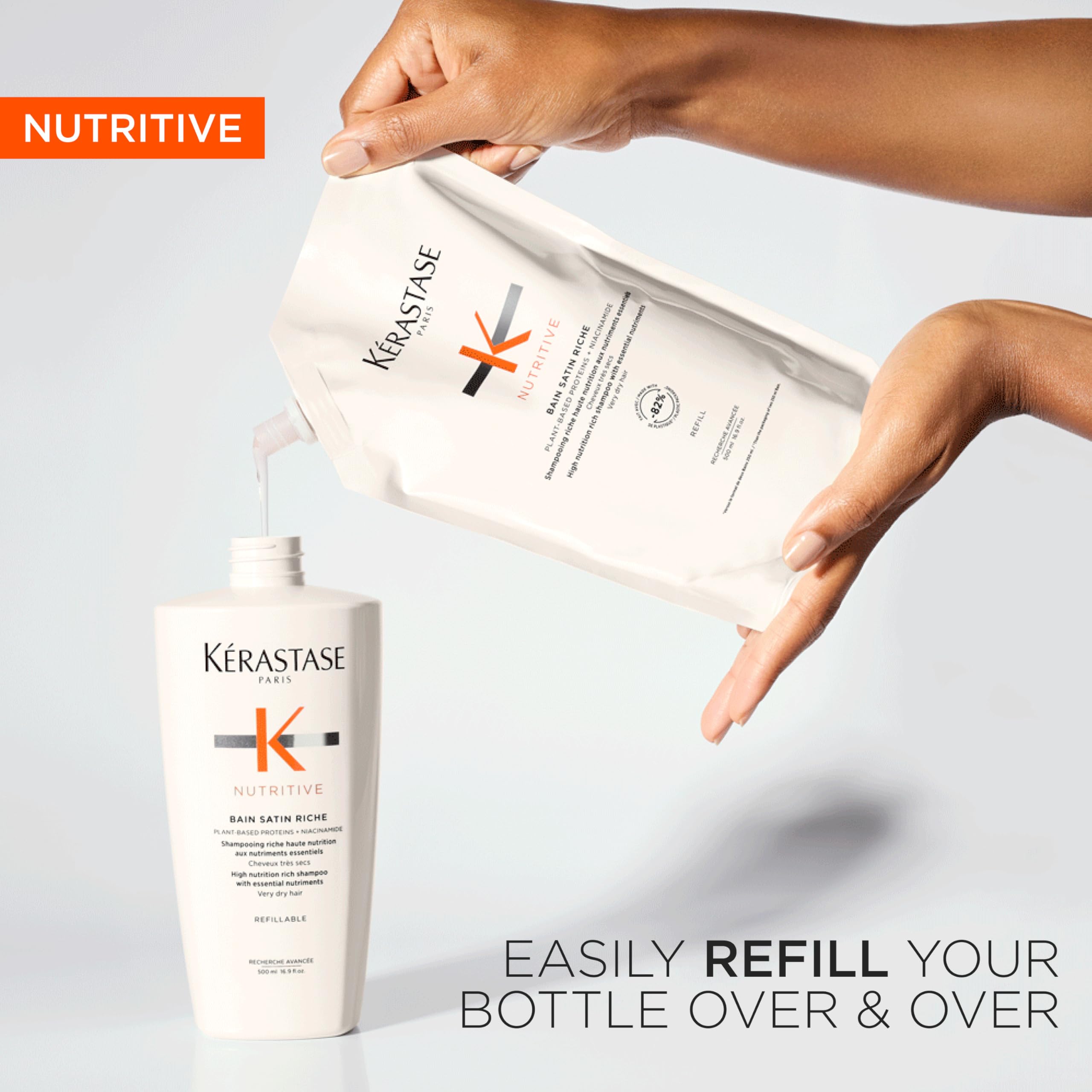 Kerastase Nutritive Bain Satin Riche, proteínas vegetales, nutre la fibra capilar naturalmente.