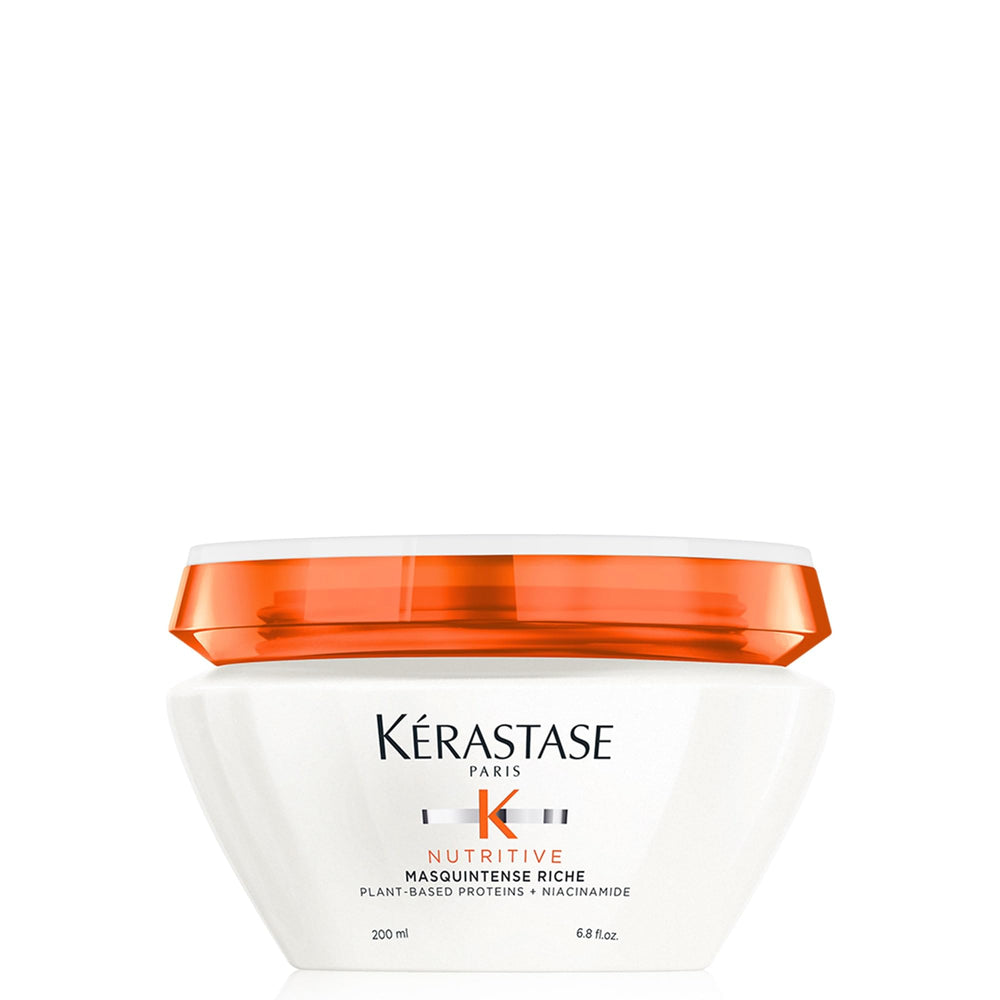Kérastase Masquintense Riche, bote de crema: hidratación profunda para cabello seco.