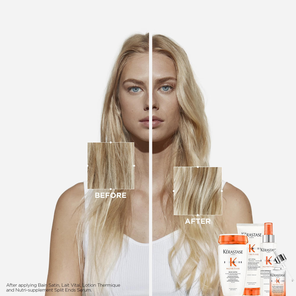 Kérastase Nutritive Sérum goutte utilisée pour hydrater le cuir chevelu.