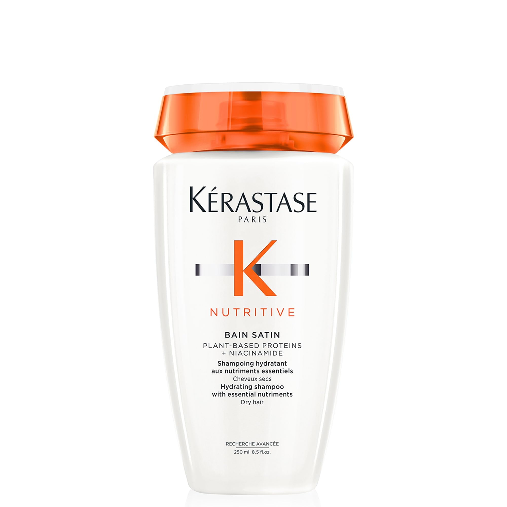 KÉRASTASE Nutritive Shampoo botella frontal mostrando diseño hidratante para cabello seco.