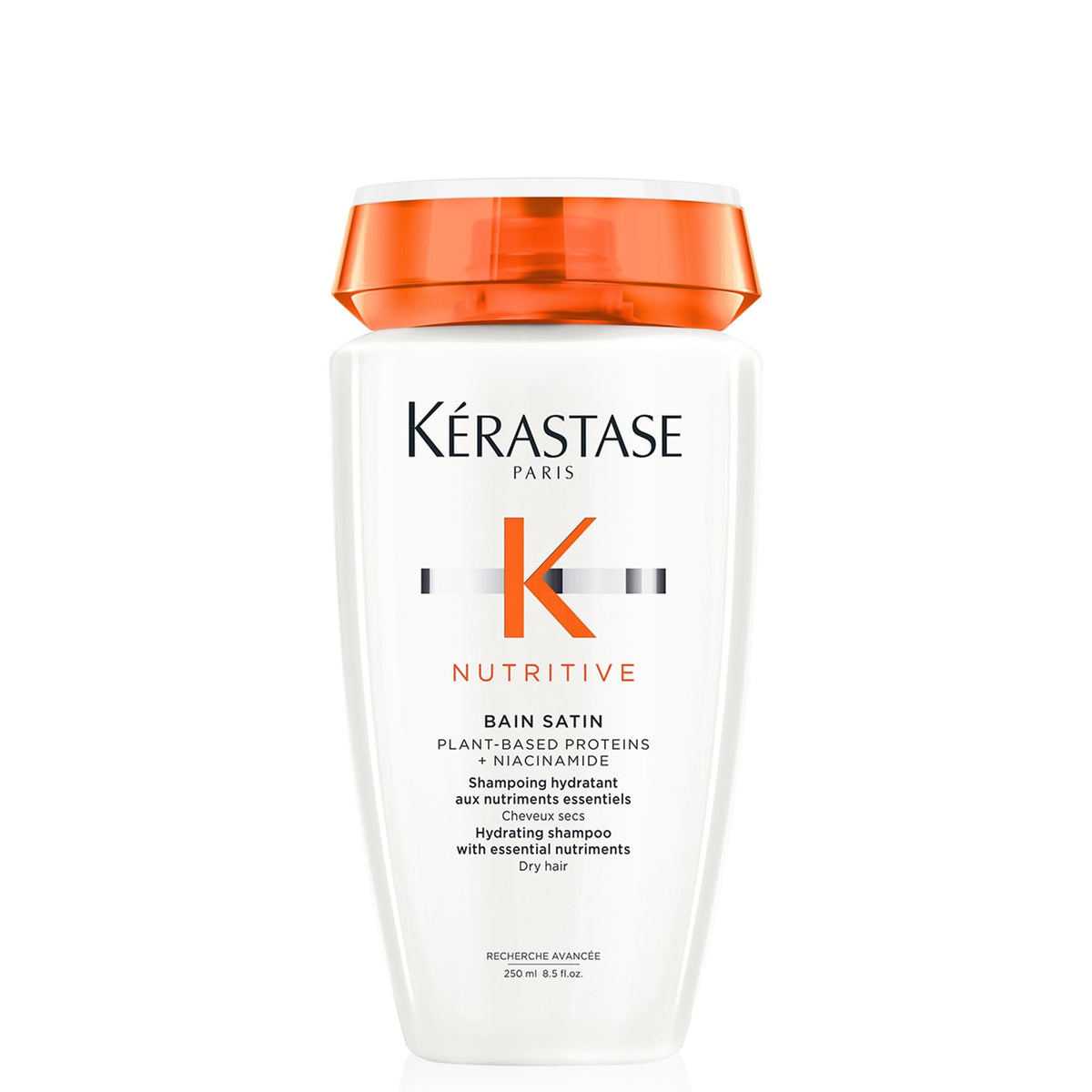 KÉRASTASE Nutritive Shampoo botella frontal mostrando diseño hidratante para cabello seco.