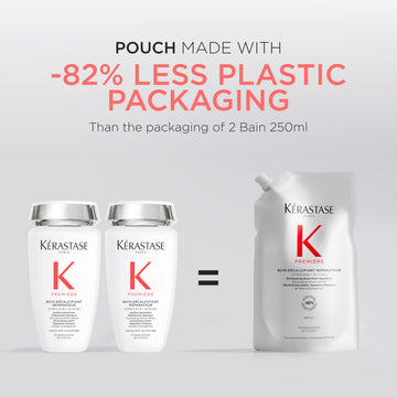 Kerastase Premiere sin sulfatos, espuma rica que limpia sin irritar el cuero cabelludo.
