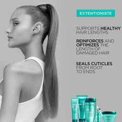 Gluco Peptide y proteína de trigo fortalecen la fibra capilar con Kerastase.