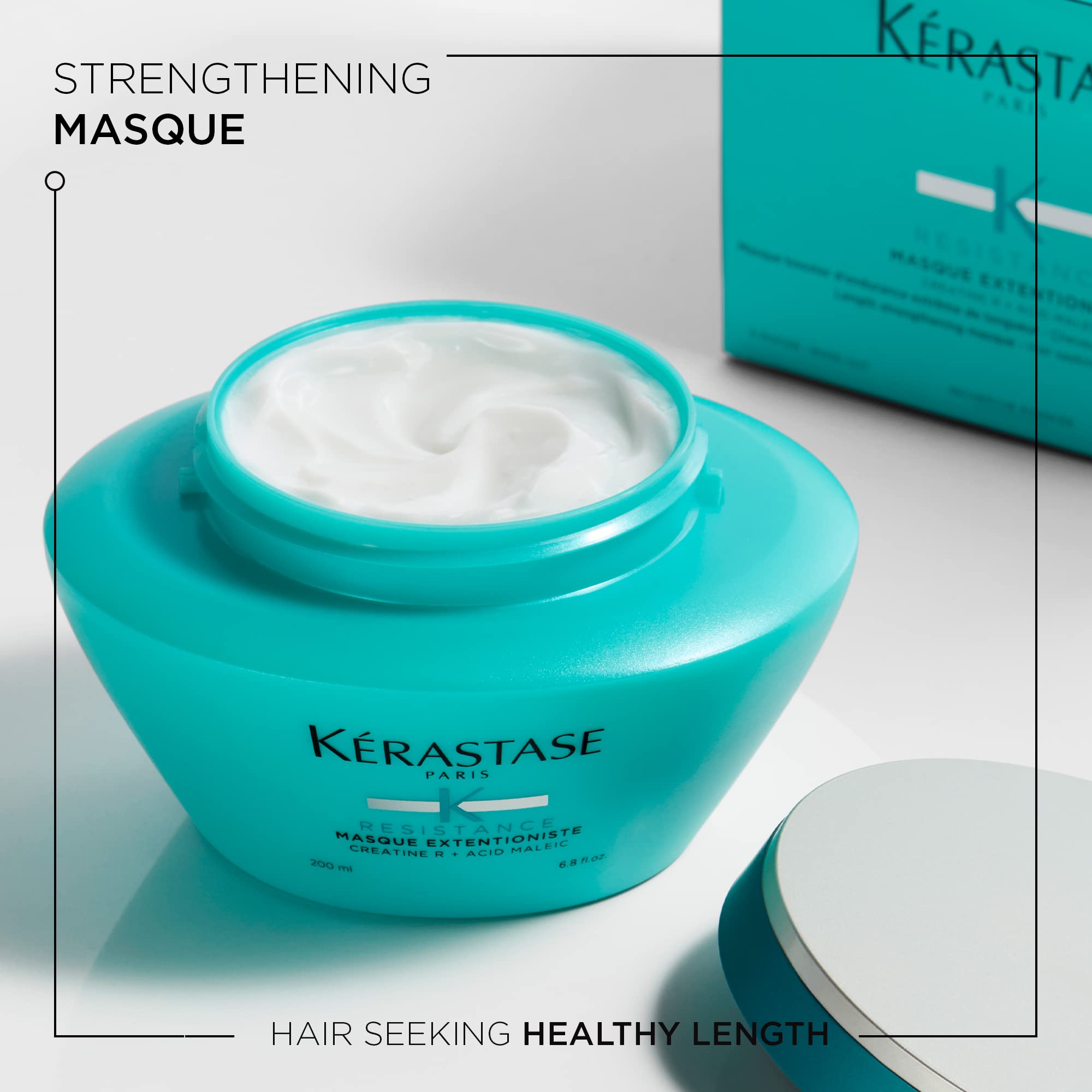 Aplicación de Kerastase Resistance Extentioniste facilita distribuir la crema desde medios hasta puntas.