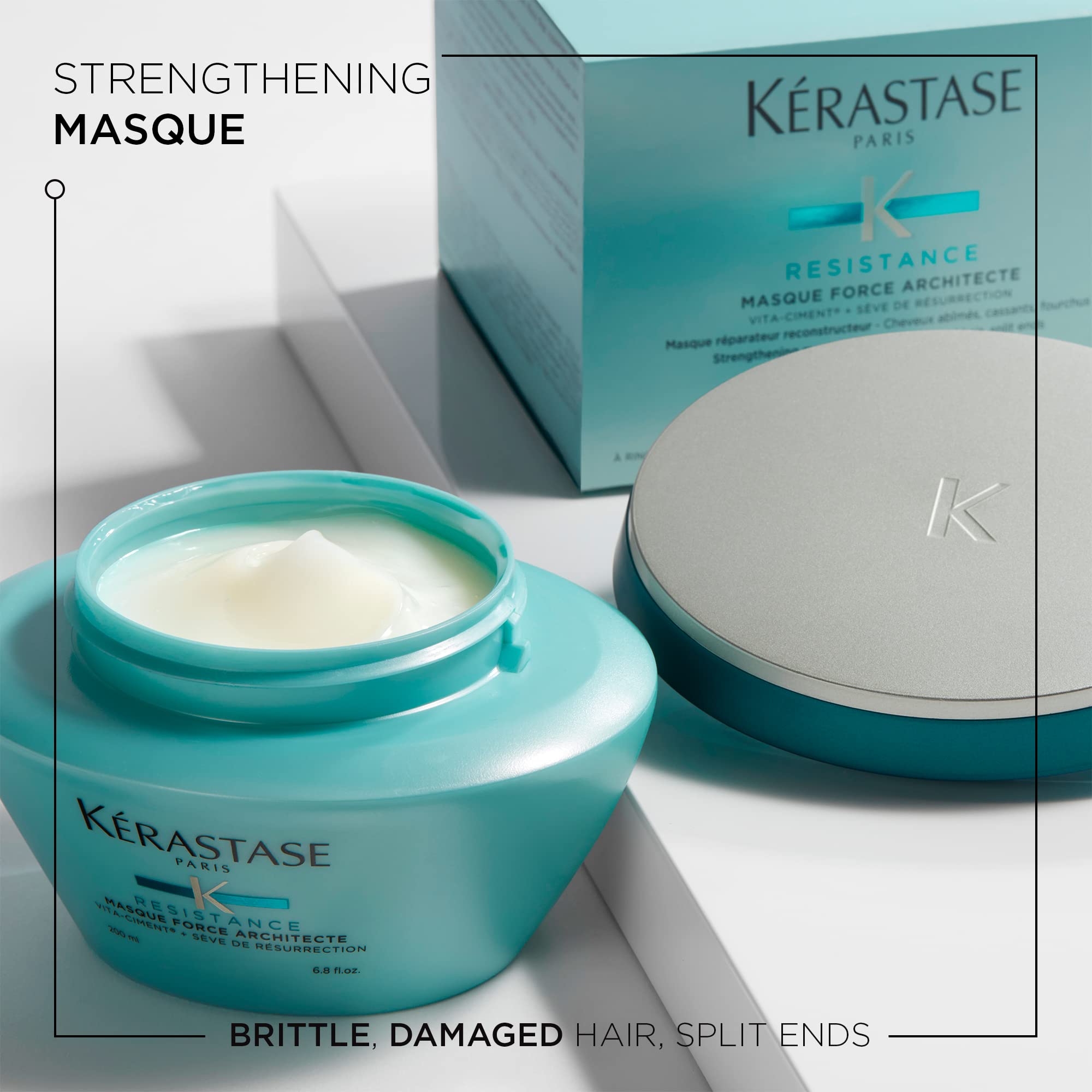 KÉRASTASE Resistance Masque Force Architecte – texture crème nourrissante pour reconstruction capillaire.
