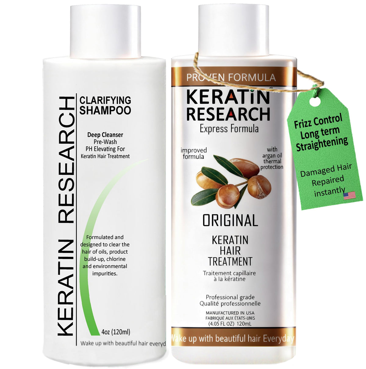 KERATIN RESEARCH – bouteille de traitement brésilien pour un lissage durable.
