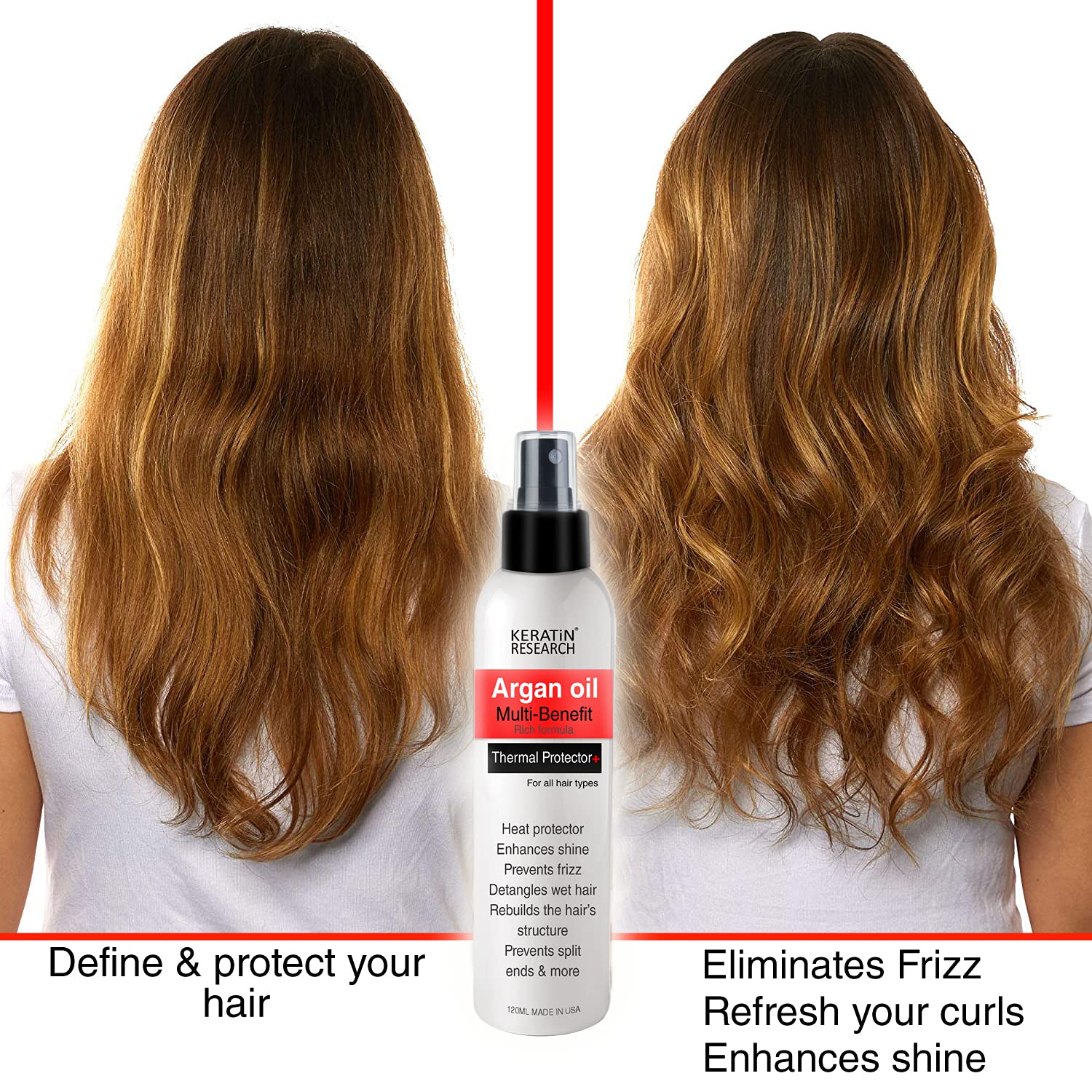 KERATIN RESEARCH protector térmico: nutrientes reabastecidos para un cabello saludable.