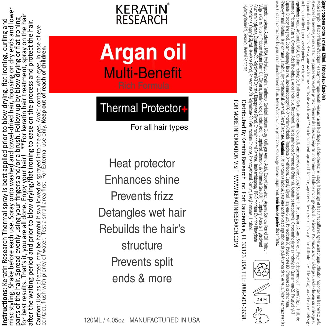 KERATIN RESEARCH protector térmico: uso diario para un peinado estable.