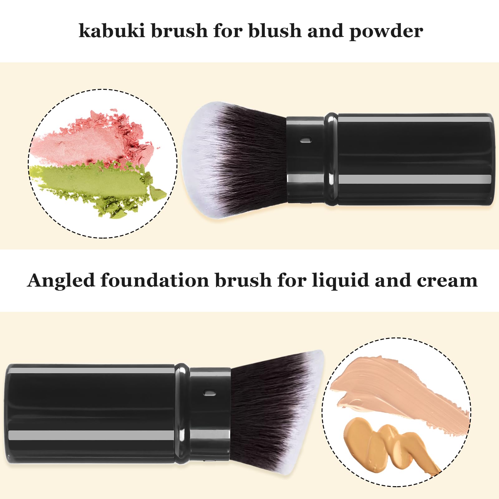 Keriloo brocha Kabuki, cuerpo de aluminio reciclado y duradero