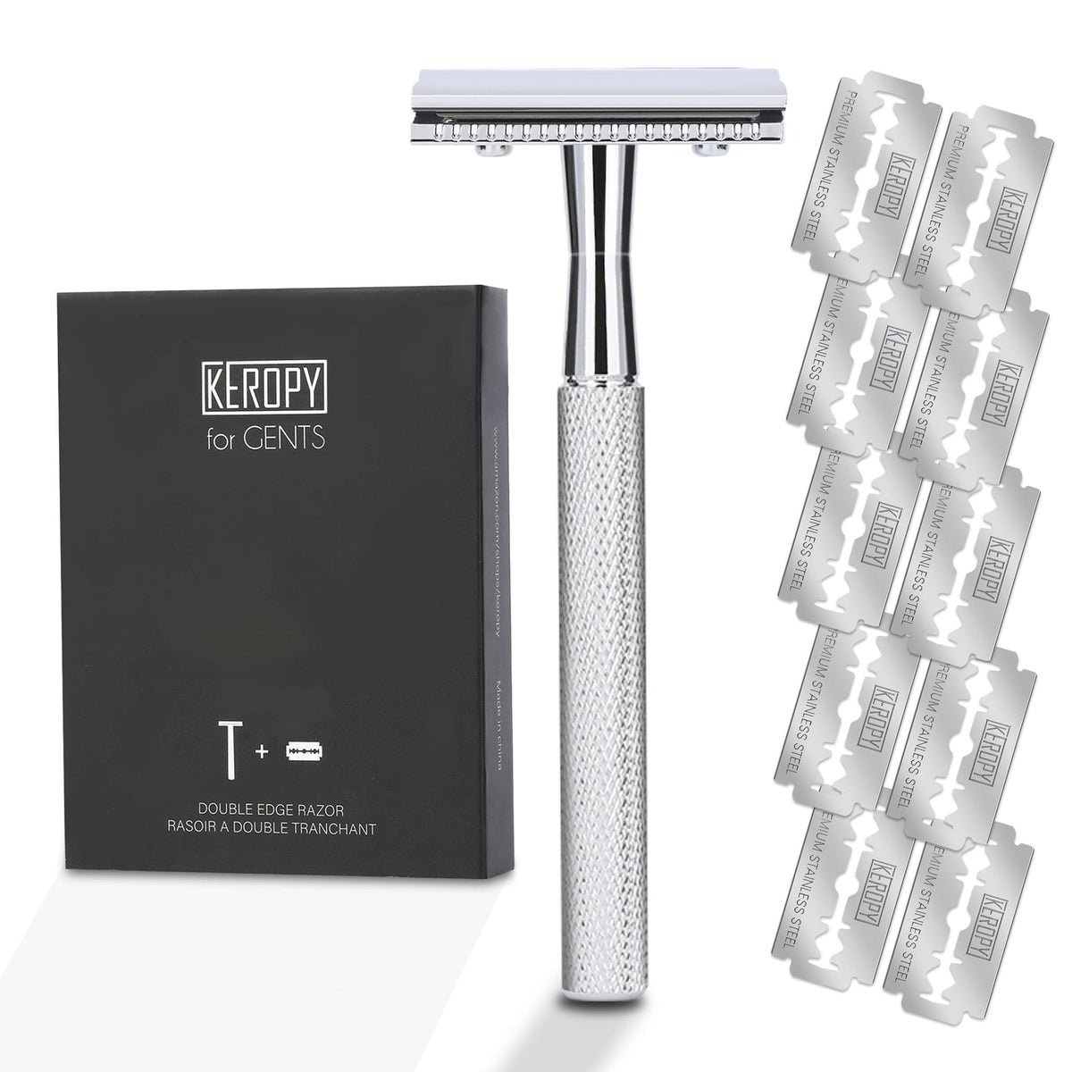Keropy afeitadora de doble filo con acero inoxidable para un afeitado suave.