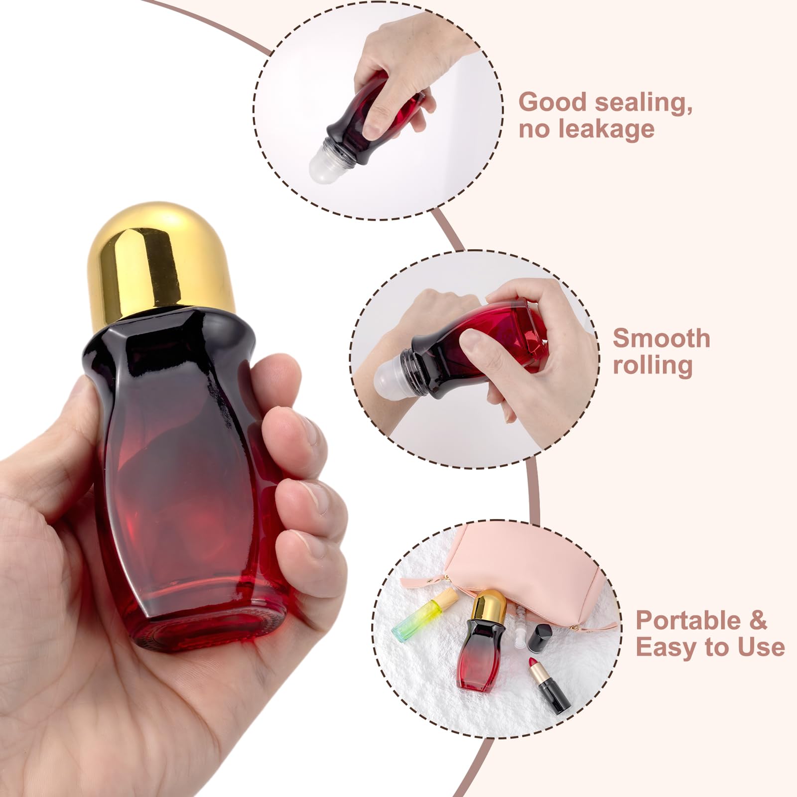 Kesell rodillo vidrio 50ml para perfume y aceites esenciales, uso diario.
