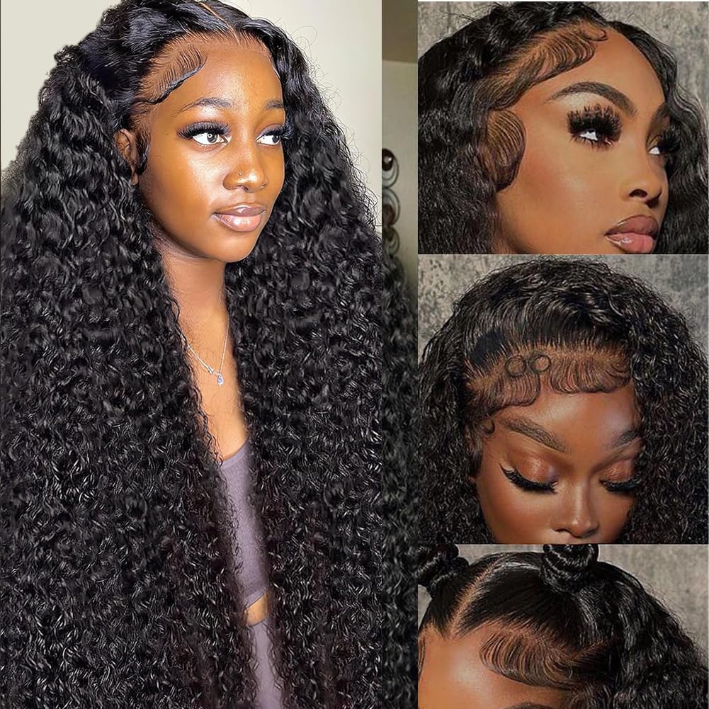 Keshon peluca frontal de encaje 13x5, rizos profundos para aspecto natural