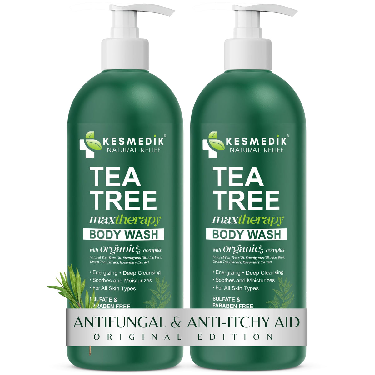 KESMEDIK gel de ducha con árbol de té, botella vertida, lavado suave diario en la ducha.
