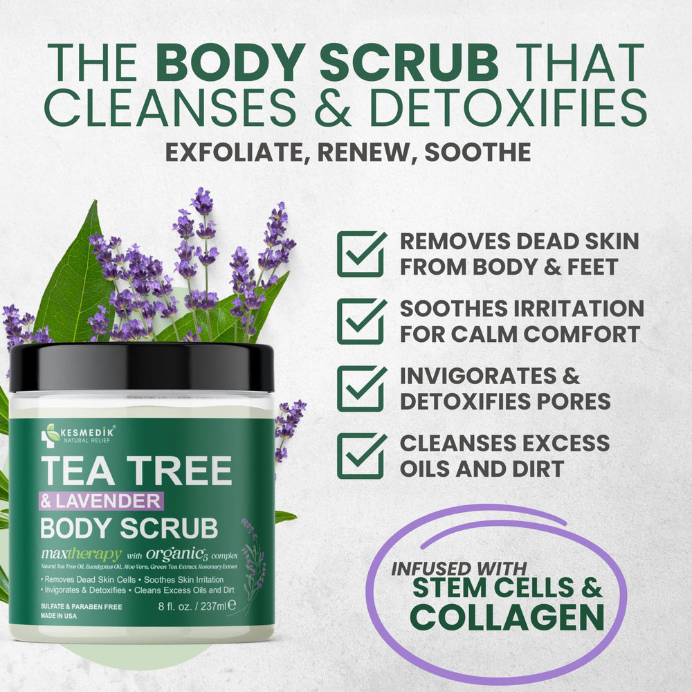 Kesmedik hidratante corporal con árbol de té y lavanda para piel suave.