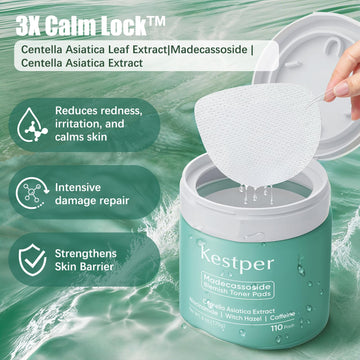 Kestper Toner Pads Centella Asiática ingrediente clave para la barrera.