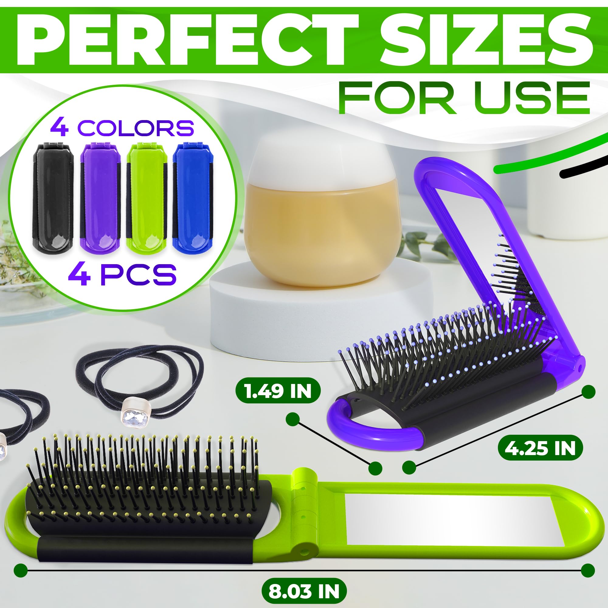 KETAR cepillo viaje morado con espejo para bolso y retoques.