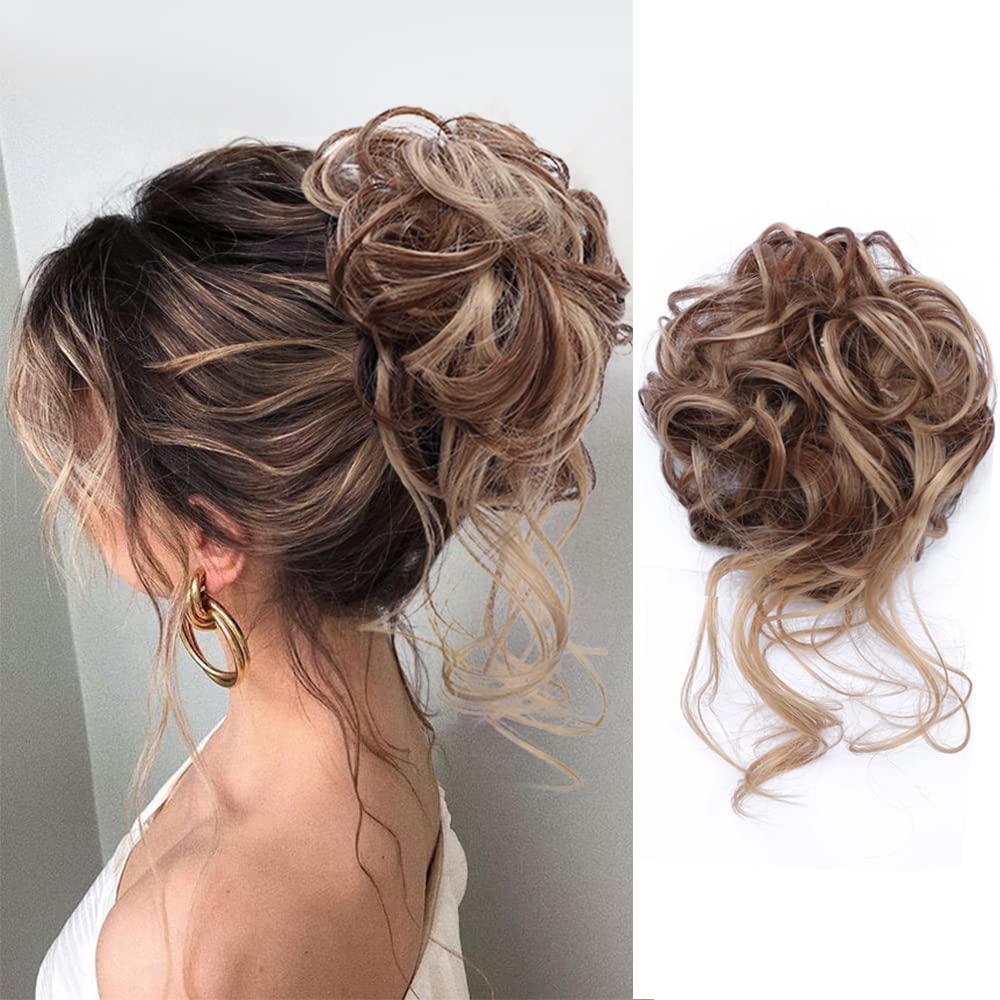 KETHBE moño despeinado con textura rizada para un peinado rápido y natural.