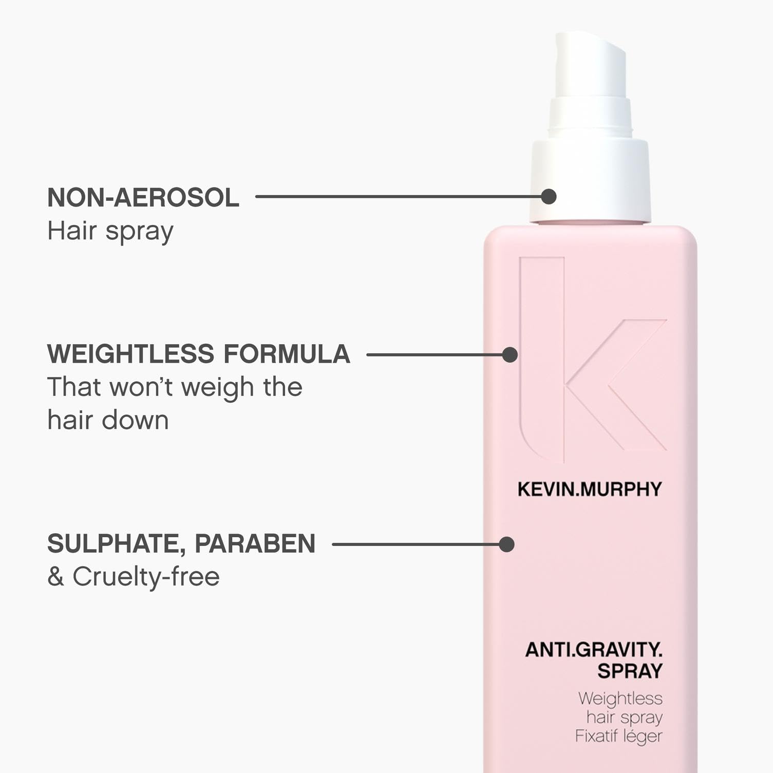 KEVIN.MURPHY Anti.Gravity Spray, control de peinado sin peso para estilos versátiles