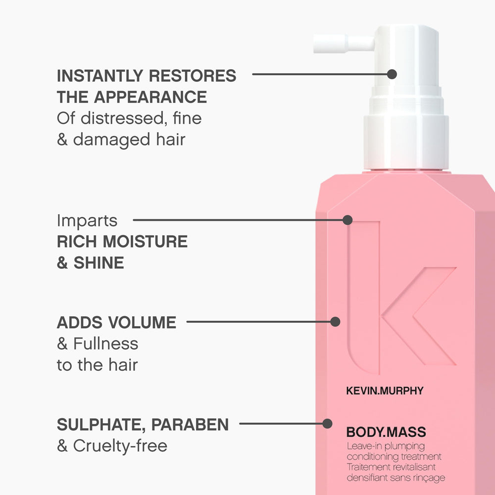 Kevin Murphy Body Mass, aplicación en cabello fino que mejora la densidad sin peso.