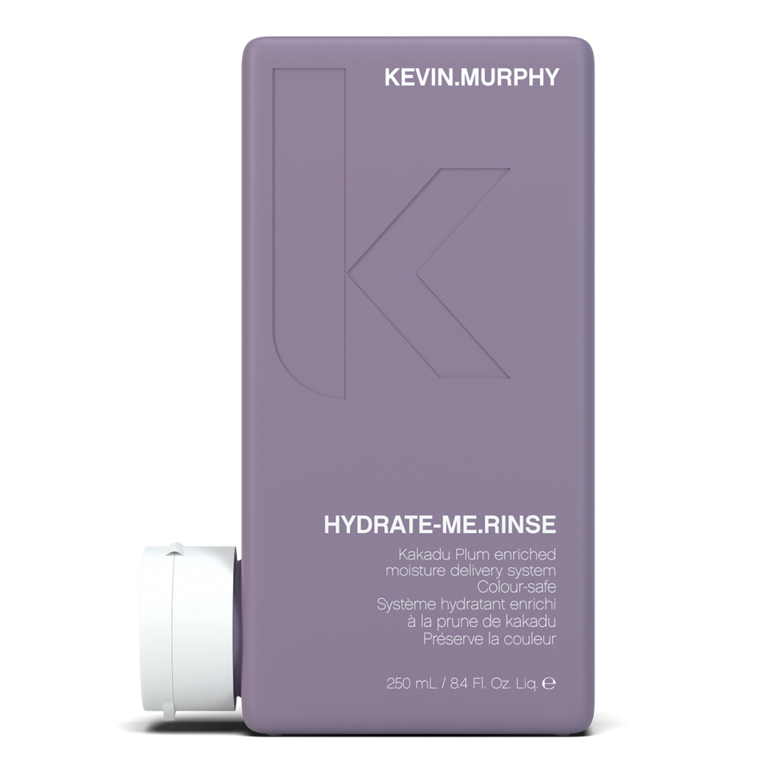 KEVIN.MURPHY HYDRATE-ME.RINSE, botella vertiendo, hidrata cabello seco y suave.
