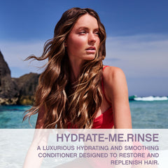 HYDRATE-ME.RINSE, textura cremosa, acondicionador nutritivo para cabello seco.