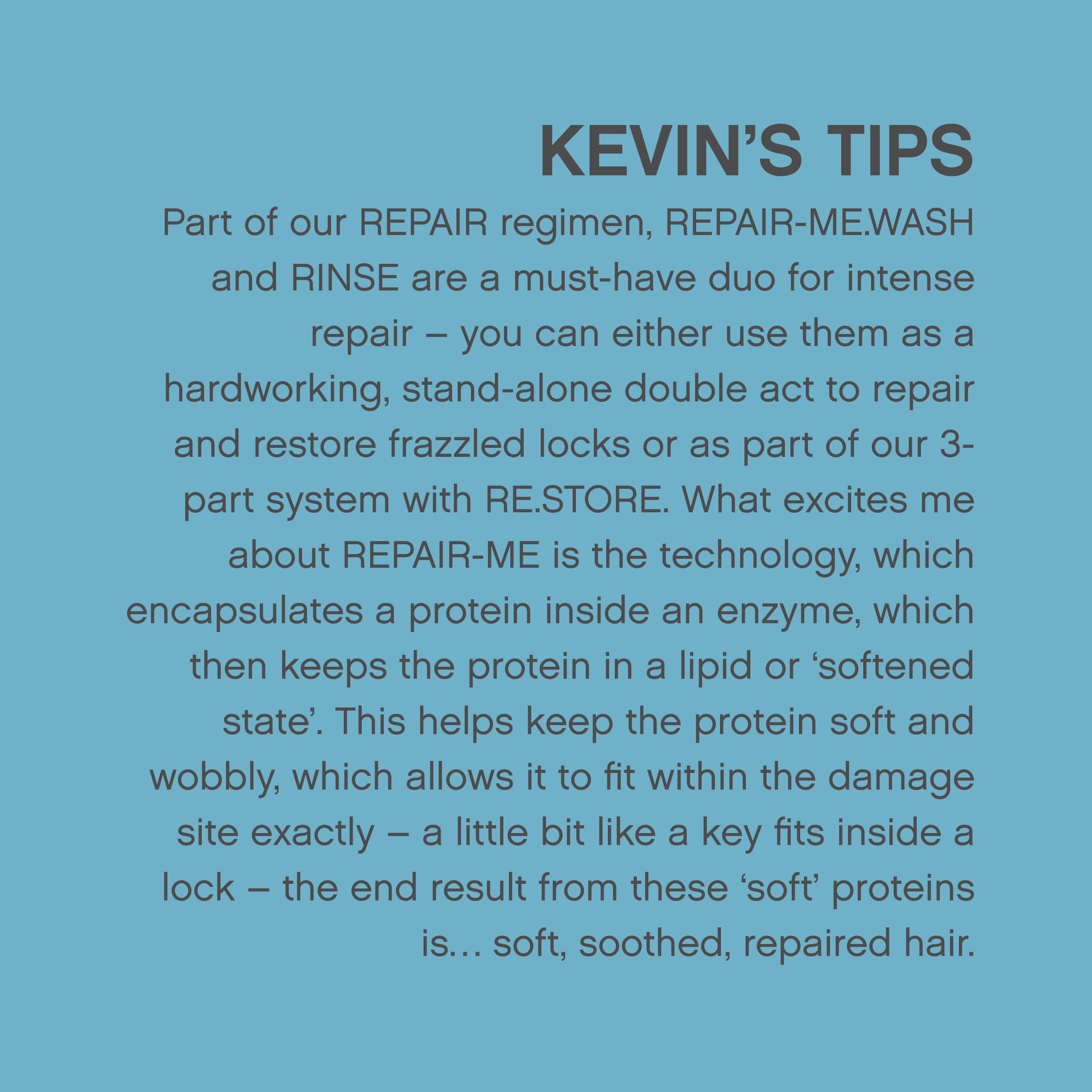 KEVIN.MURPHY REPAIR-ME.WASH, textura cremosa y agradable que nutre desde la raíz.