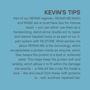 KEVIN.MURPHY REPAIR-ME.WASH, textura cremosa y agradable que nutre desde la raíz.