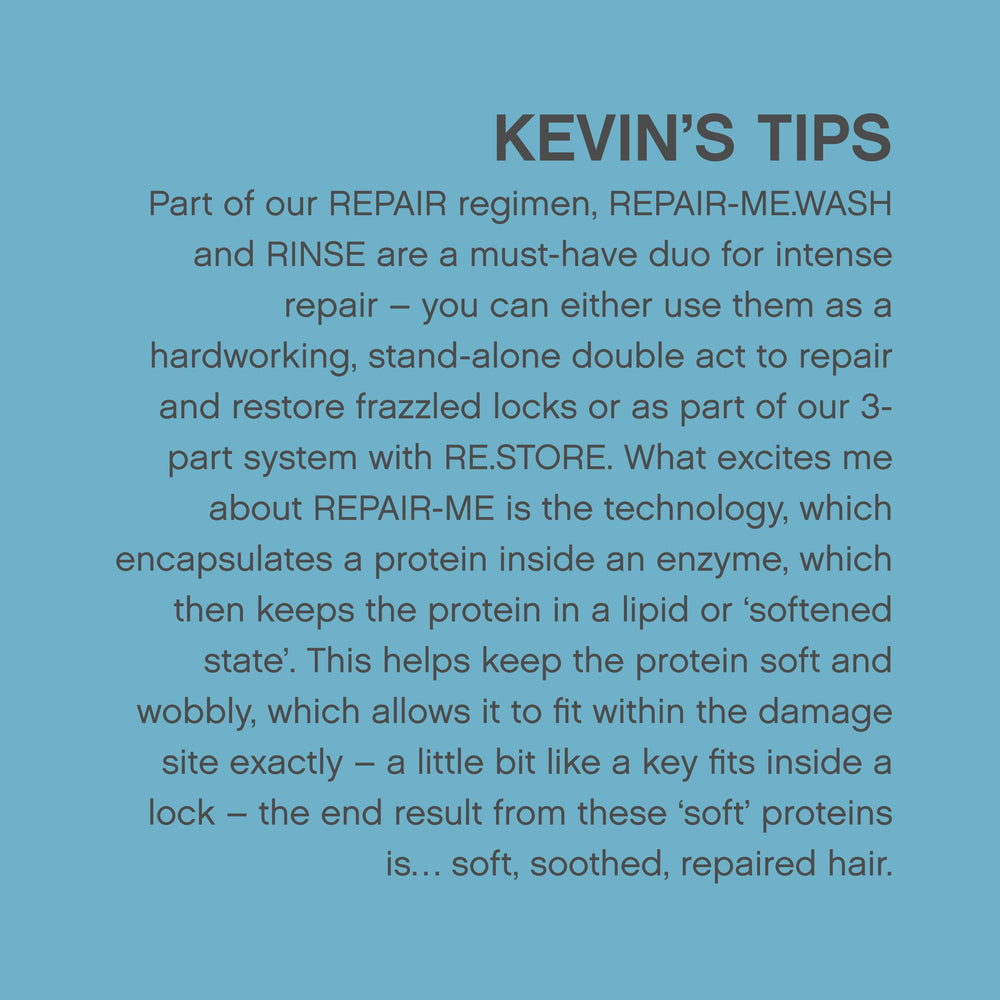 KEVIN.MURPHY REPAIR-ME.WASH, textura cremosa y agradable que nutre desde la raíz.