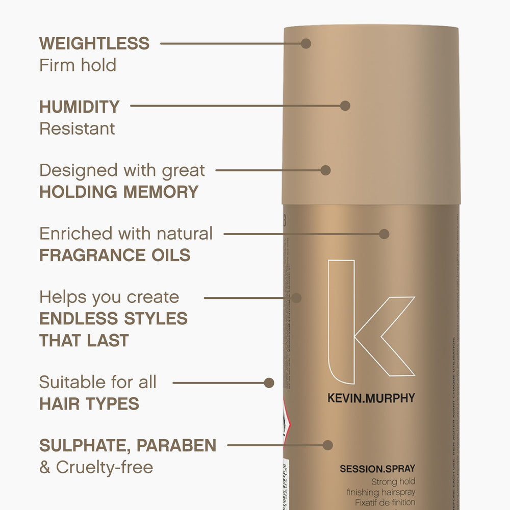 KEVIN.MURPHY SESSION.SPRAY enfoque cabello sin escamas y peinado fácil.